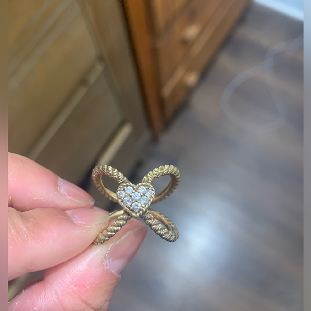 Judith Ripka 18k yellow gold Heart Rope Ring